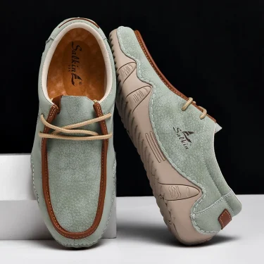 New 2025 Autumn Handmade Leather Casual Men Shoes Design Fashion Sneakers Man Loafers Breathable Low Top Flat Shoes Driving 4
