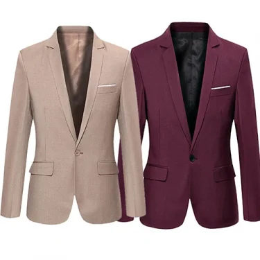 Men Blazers Slim Autumn Suit Blazer Business Formal Party Male Suit One Button Lapel Casual Long Sleeve Pockets Top Plus Size 4