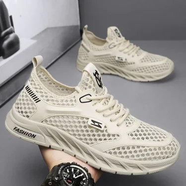 Men's Mesh Sneakers 2025 Summer Mesh Sports Breathable Casual Shoes Comfortable Men's Tennis Shoes Lightweight Running Shoes 2