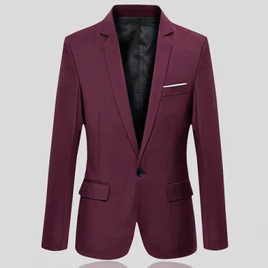 Men Blazers Slim Autumn Suit Blazer Business Formal Party Male Suit One Button Lapel Casual Long Sleeve Pockets Top Plus Size 5