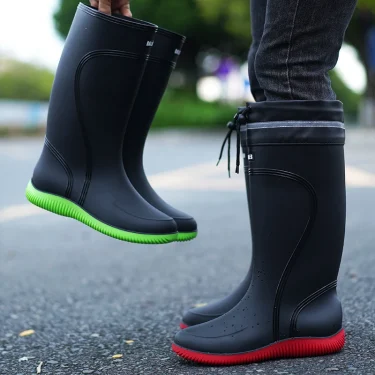 Men's Women's High-End Rain Boots Closed Rainproof and Waterproof Short and Mid.Calf Length Non-Slip Drawstring Rubber Boots 2