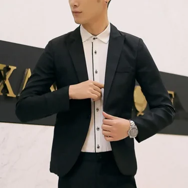 Casual Men's Suit Coat Small Blazers Single Button Blazer Slim Fit Long Sleeve Business Suit Banquet Outwear Top Casual Blazers 2