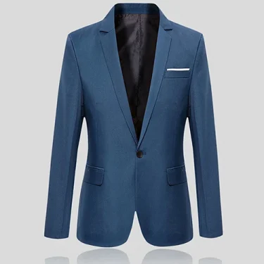 Men Blazers Slim Autumn Suit Blazer Business Formal Party Male Suit One Button Lapel Casual Long Sleeve Pockets Top Plus Size 6