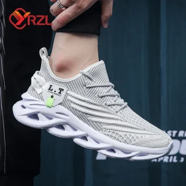 YRZL Men Sports Running Black Jogging Shoes Casual Sneakers Outdoor Breathable Mesh Women Light Shock-absorption Black Tennis 4