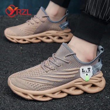 YRZL Men Sports Running Black Jogging Shoes Casual Sneakers Outdoor Breathable Mesh Women Light Shock-absorption Black Tennis 5