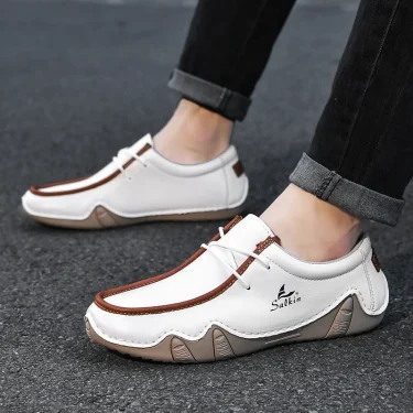 New 2025 Autumn Handmade Leather Casual Men Shoes Design Fashion Sneakers Man Loafers Breathable Low Top Flat Shoes Driving 6