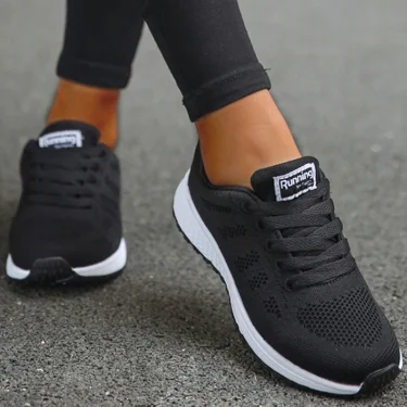 Women's Sneakers Breathable 2025 New Fashion Flat Outdoor Woman Vulcanize Shoes Mesh Fabric Lace Up Ladies Shoes Female Footwear 1