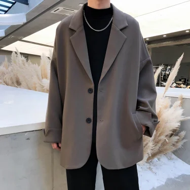British-style Blazers Men Leisure Trendy Loose Suit Jackets Male Retro Daily Ins Streetwear All-match Simple Korean Suit-tops 3