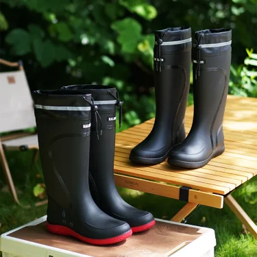 Men's Women's High-End Rain Boots Closed Rainproof and Waterproof Short and Mid.Calf Length Non-Slip Drawstring Rubber Boots 1