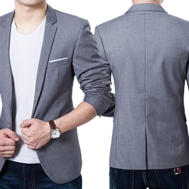 Men Blazers Slim Autumn Suit Blazer Business Formal Party Male Suit One Button Lapel Casual Long Sleeve Pockets Top Plus Size 3