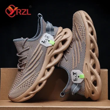 YRZL Men Sports Running Black Jogging Shoes Casual Sneakers Outdoor Breathable Mesh Women Light Shock-absorption Black Tennis 2