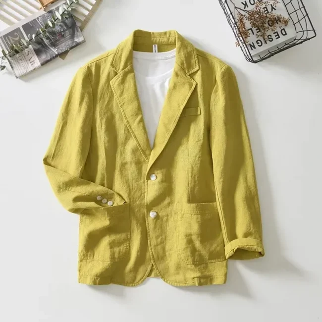 70% Linen 30% Cotton Breathable Men's Blazer Suit Jacket For Men Black Coat For Summer Business Lightweight Male Clothes 2025 3