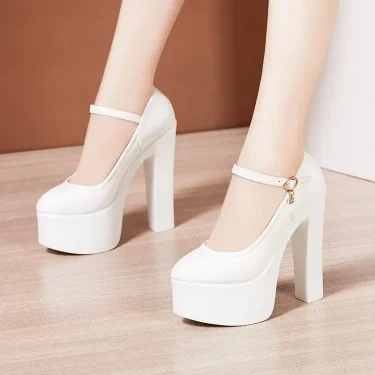 15cm Small Size 32-43 Sexy Extreme Block High Heels Shoes for Dress Model Party Wedding 2024 Shallow Thick Bottom Platform Pumps 6