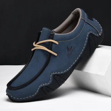 New 2025 Autumn Handmade Leather Casual Men Shoes Design Fashion Sneakers Man Loafers Breathable Low Top Flat Shoes Driving 5