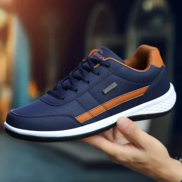 Leather Men Shoes Sneakers Trend Casual Shoe Italian Breathable Leisure Male Sneakers Non-slip Footwear Men Vulcanized Shoes 4