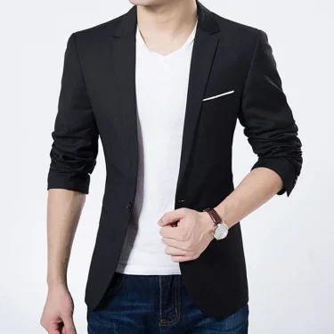 Spring Autumn Fashion New Men Slim Formal Solid Button Lapel Long Sleeve Pockets Back Slit Suit Business Coat jacket Blazer 3