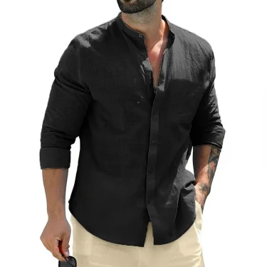 Autumn Mens Long Sleeve Shirts Cotton Business TShirts Men Breathable Solid Color Streetwear Button Shirts for Men White Shirt 2