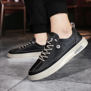 Brand Men's Casual New Leather Shoes for Men Non-slip Sports Shoes Fashion Comfortable Sneakers Male Flat Slip-on Casual Shoes 4