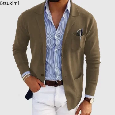 2025 New Men's Blazer Jackets Fashion Slim Fit Solid Single-breasted Suit Coats Business Casual Outerwear Wedding Suits for Men 4