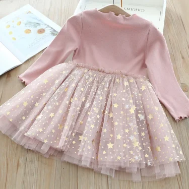 Baby Girl Cute Unicorn Dresses Summer Knitted Girls Dress Christmas Party Star Mesh Princess Dress Children Clothing 2
