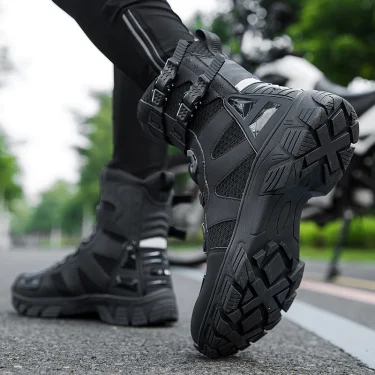 Men Motorcycle Boots Breathable Anti-fall Motocross Protective Shoes Knob Lock Buckle Men's Motos Equipment Outdoor Sports Shoes 4