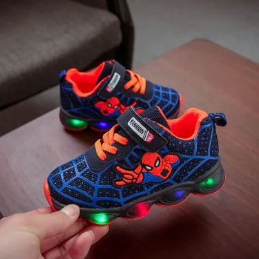 Disney Children Luminous Shoes For Boys Gilrs New LED Lighted Soft Spring Baby Kids Sneakers Infant Tennis Breathable 2