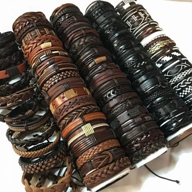 5Pcs/Lot Bulk Vintage Leather Charm Bracelets For Men Women Mix Styles Adjustable Bangle Fashion Jewelry In Wholesale 1