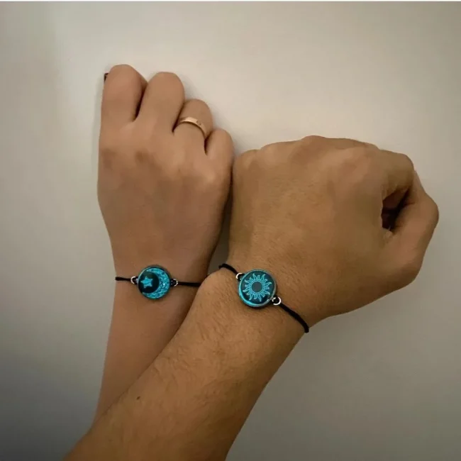 Romantic Luminous Sun Moon Couple Bracelets for Women Men Handmade Braided Rope Matching Bracelet Valentine's Day Jewelry Gifts 4