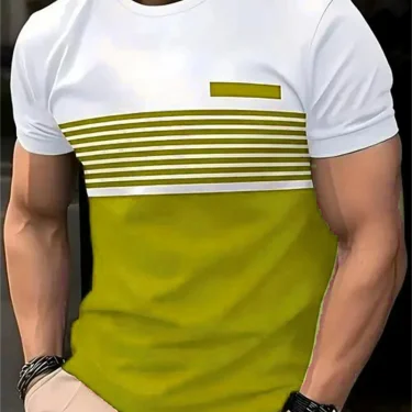 Fashion Striped Pattern Men's Short Sleeve T-Shirts Summer 3d Printed Street Trend Simple T Shirt 6XL Plus Size Casual Tops 5