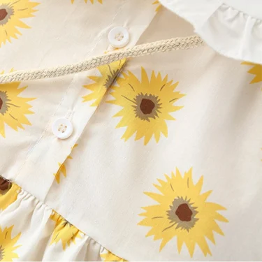 2Piece Spring Fall Toddler Girl Clothes Set Korean Cute Doll Collar Long Sleeve Print Flowers Dress+Bag Newborn Baby Dresses 074 4