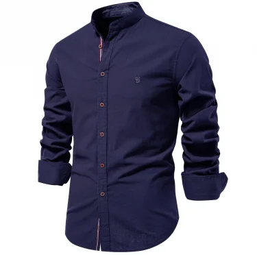 2025 New 100% Cotton Linen Shirt Men Embroidery Brand Shirts Tops High Quality Long Sleeve Button Down Casual Blouses 2
