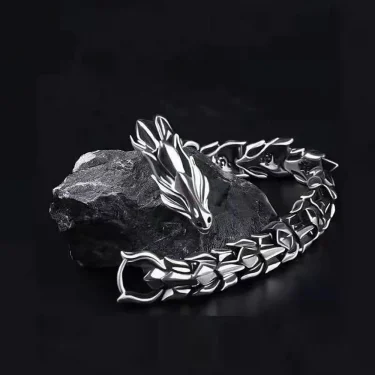 Fashion Personality Hip Hop Dragon Head Dragon Scale Bracelets Retro Exaggerated Men's Bracelet Punk Jewelry Accessories Gifts 2