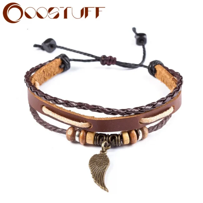 Leather Bracelets for Women Men Jewelry Handmade Wing Charm pulseira masculina pulseira feminina bileklik bracelet men femme new 5