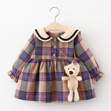 Spring Newborn Baby Girl Plaid Dress Toddler Girls Clothes Sweet Princess 1st Birthday Dresses For Girls Baby Clothes 1