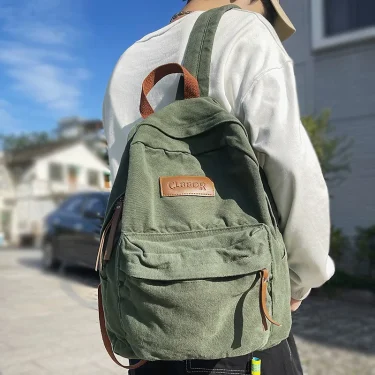 New Cool Girl Boy Canvas Green Laptop Student Bag Trendy Women Men College Bag Female Backpack Male Lady Travel Backpack Fashion 1