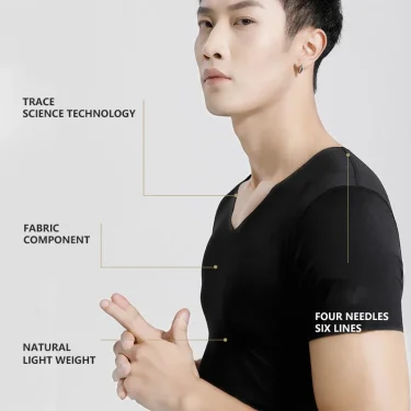 Summer Thin Ladies Ice Silk Seamless Short Sleeve V-neck T-shirt Basic Cotton Tee Men Inside Slim Half Sleeve Tees M-5XL 4