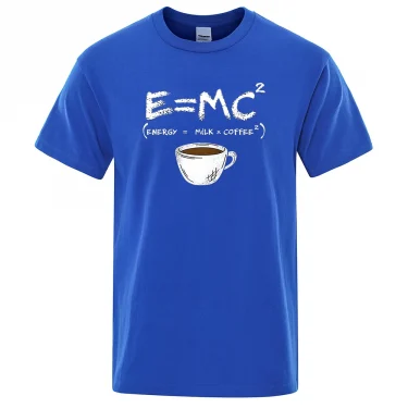 Energy=Milk+Coffee Printing Men Tshirt Casual Breathable Tshirts Funny Cotton Loose Tees Shirts Street Oversized T-Shirts Man 2