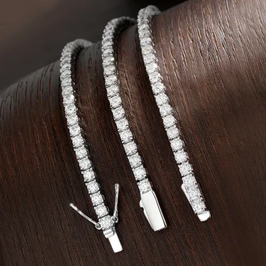 KNOBSPIN D VVS1 Moissanite Tennis Bracelet Original s925 Sterling Silver Plated 18k White Gold with GRA Bracelets for Women Man 3