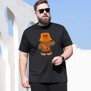 110-180kg Large Size T-shirt Men's Summer Short-sleeved Cotton Printing Casual Trend Outdoor Sports Men's Large Size Top 3