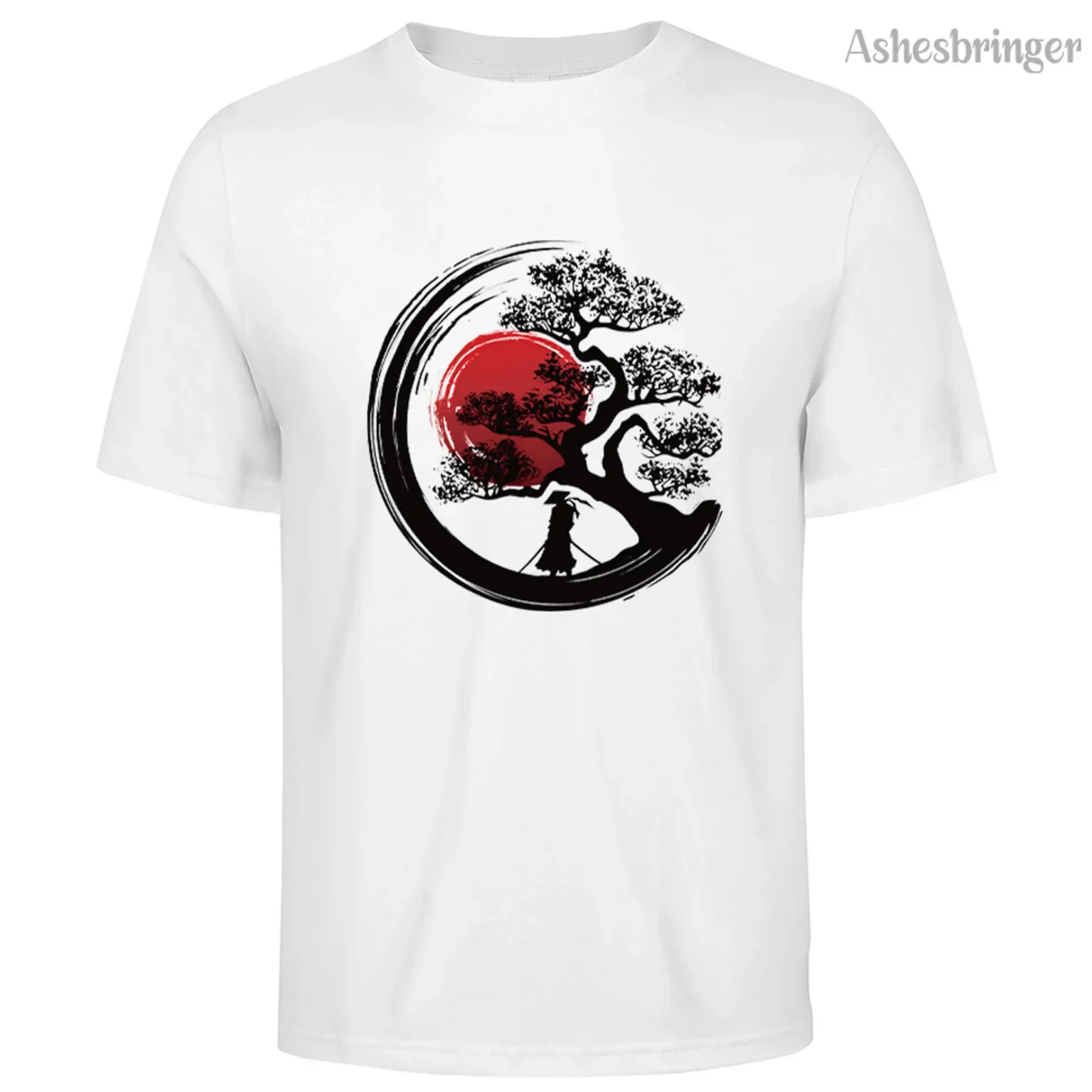 Men's 100% Summer Cotton Japanese Samurai Graphic Printed T-Shirt Casual Style Tops for Men and Women 1