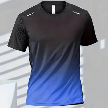 Summer Men's T-Shirt Badminton Quick Dry Men's Boxing Training short sleeve Casual Sportswear Running Tops Man Gradient Clothes 4