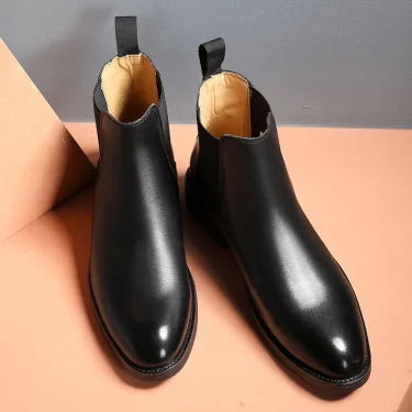 Men's Classic Retro Genuine Leather Chelsea Boots Men Fashion Ankle Boot Mens Casual British Style Short Boot High-Top Shoes 2