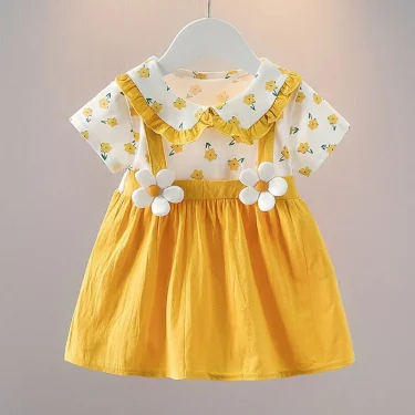 Summer Baby Girl Dress Doll Collar Princess Costume Wedding Birthday Party Outfit Toddler Girl Clothing Children Lovely A1087 4