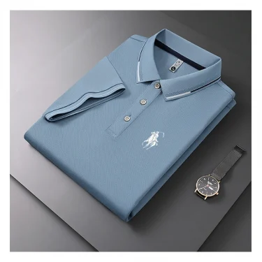 Nueva camiseta para hombre, polo clásico de manga corta, camiseta informal de verano con botones, polo informal extra grande 3