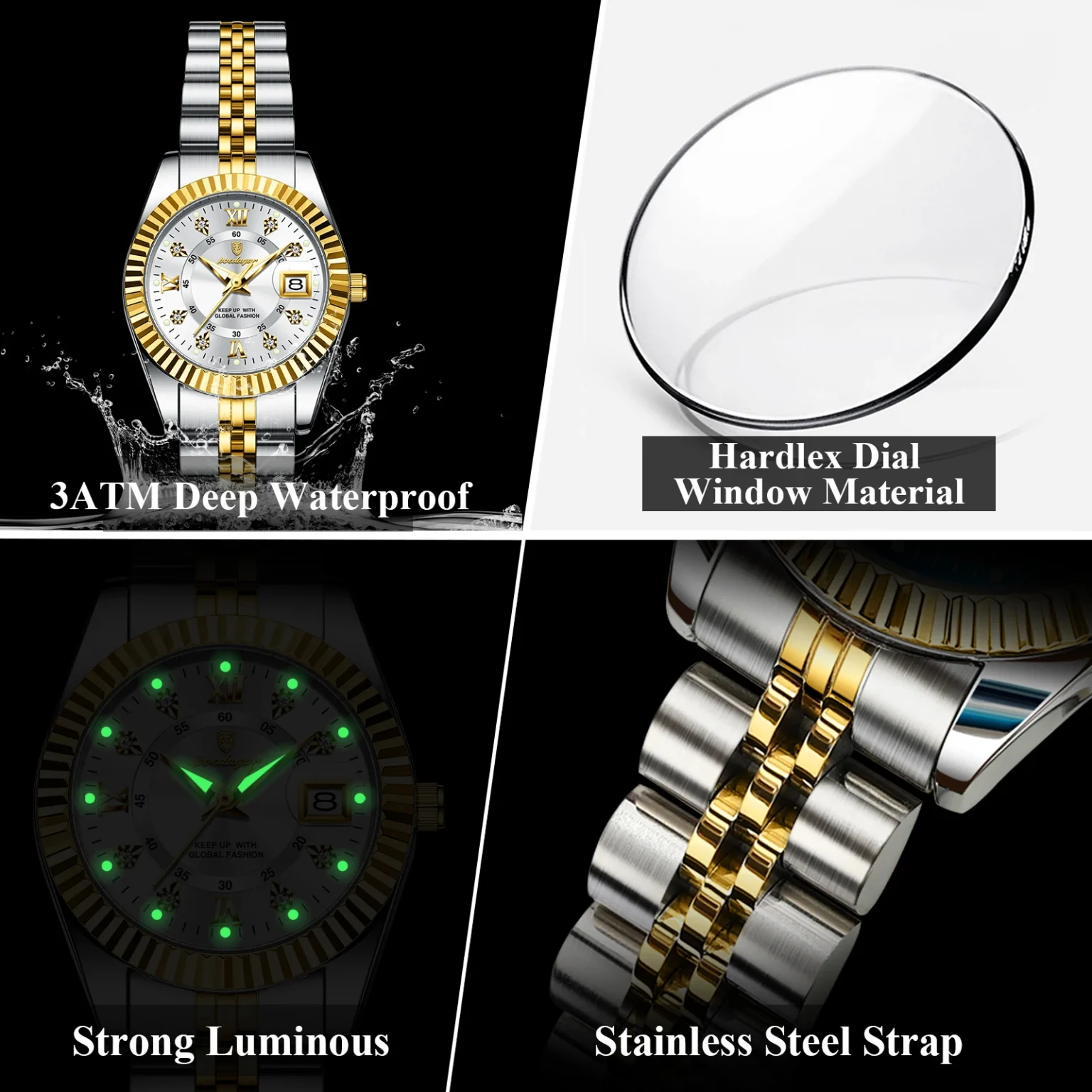 POEDAGAR Luxury Elegant Watch for Women Waterproof Luminous Date Ladies Watch Stainless Steel Quartz Women's Watches Girl Reloj 4
