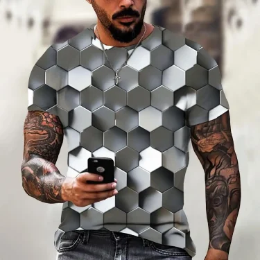 Fashion T-Shirts For Men 3d Irregular Pattern Men's Clothing Street Designer Short Sleeved Oversized Top Tees Casual Sportswear 4