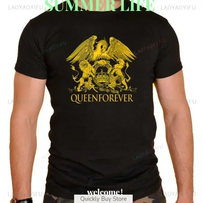 Fashion Brand Queen T Shirts Mens Loose Homme T Shirt Summer Women T-shirt Queen LOGO Rock Band Sweatshirts Soft Comfortable 5