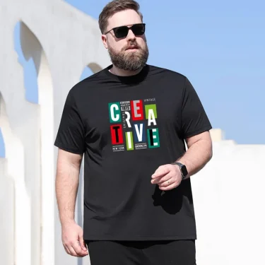 110-180kg Large Size T-shirt Men's Summer Short-sleeved Cotton Printing Casual Trend Outdoor Sports Men's Large Size Top 4