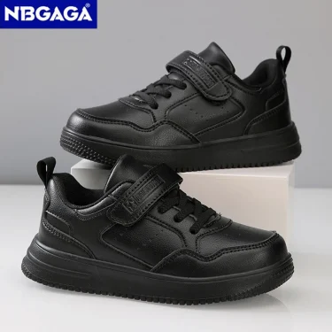 Children Sneaker Boys Casual Shoes Black Leather Flat Student Walking Shoes Non-slip Girl Lightweight Sports Tennis Footwear 1