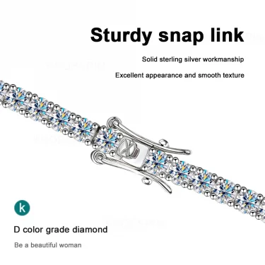 Knobspin 3mm 4mm Moissanite Tennis Bracelet Full Diamond GRA 925 Silver Plated 18k Wedding Party Jewelry Bracelets for Women Man 3